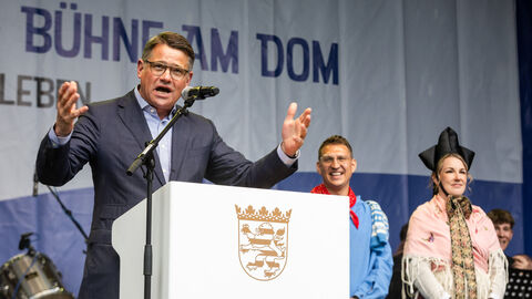 Ministerpräsident Boris Rhein spricht am Hessentag 2024